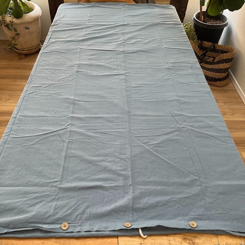 Bedsure Blue Cotton Linen Blend Full Duvet Cover Button Closure